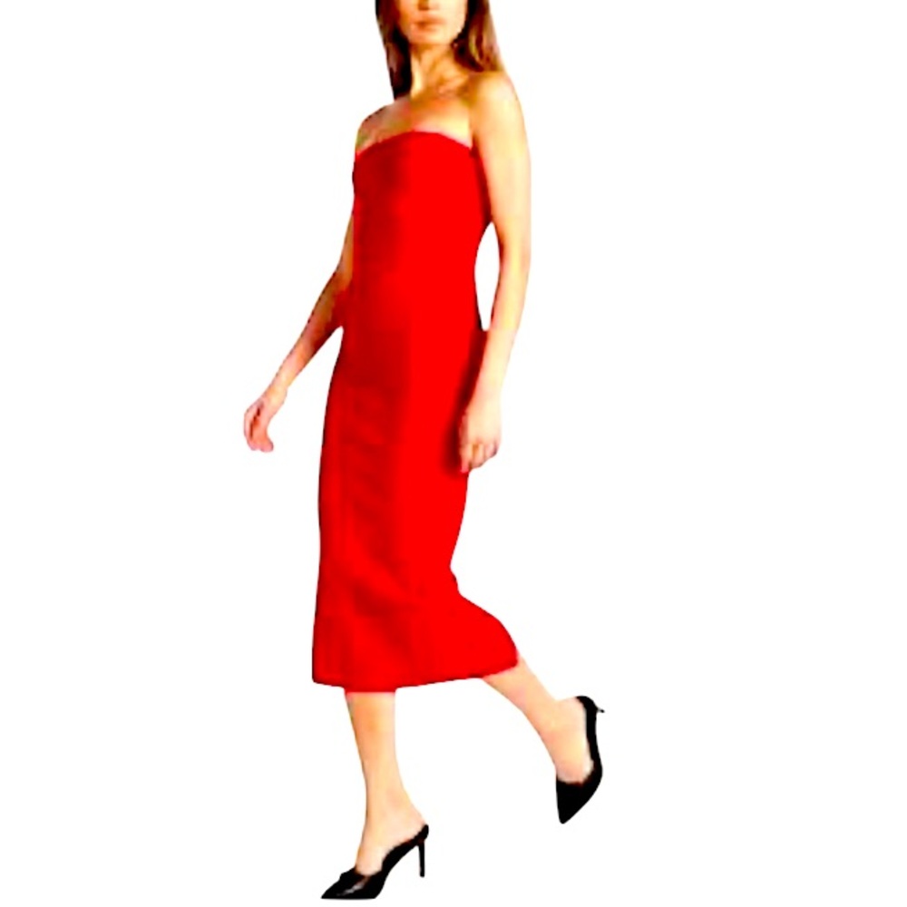 NEW Zara Red Bodycon Strapless Mid Dress Size XS
